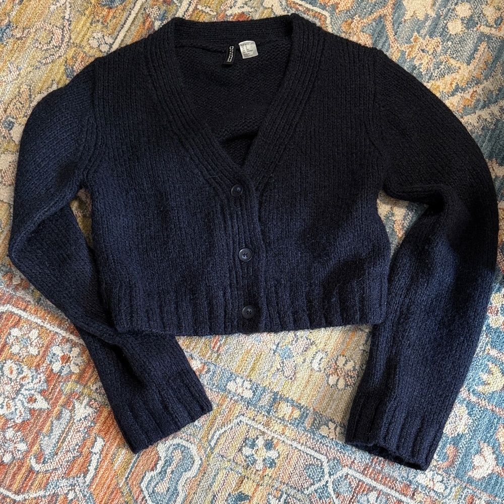 H&M Cropped V-Neck Cardigan Sweater